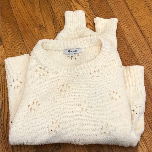 Bright Ivory Floral Pointelle Madewell Sweater - Picture 2 of 4